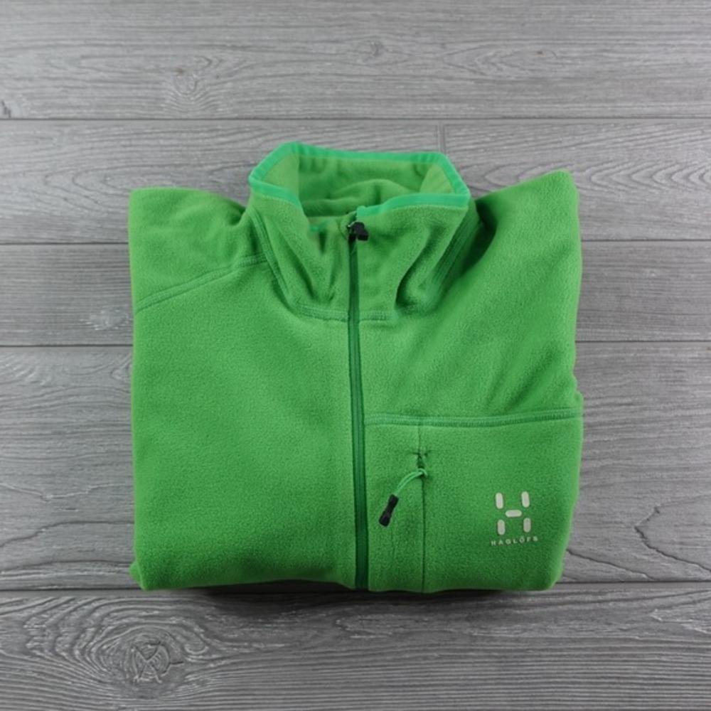 Haglofs Full Zip Fleece Jumper Men's XL Green‎ Sweatshirt Hiking Stem II Top